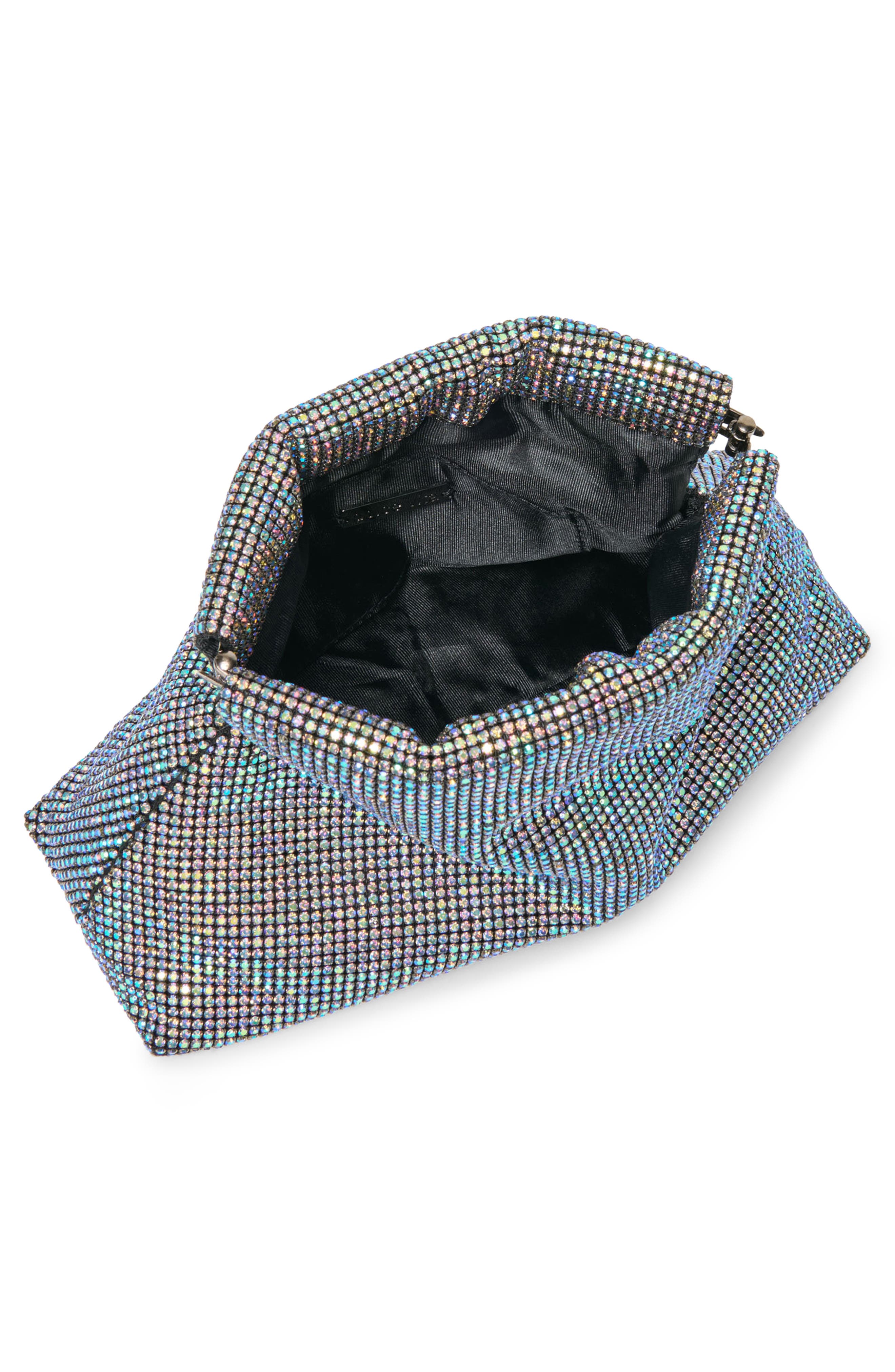 Dolce Vita Akila Crystal Mesh Foldover Clutch, Alternate, color, Blue