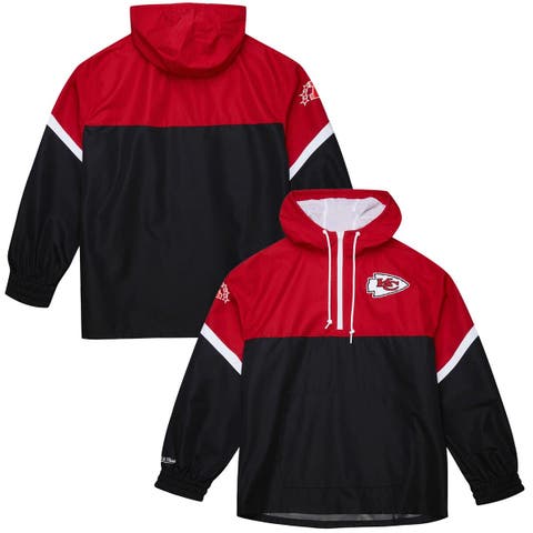 Men's Mitchell & Ness Red/Black Kansas City Chiefs Tie Breaker Vintage Logo Lightweight Anorak Half-Zip Windbreaker