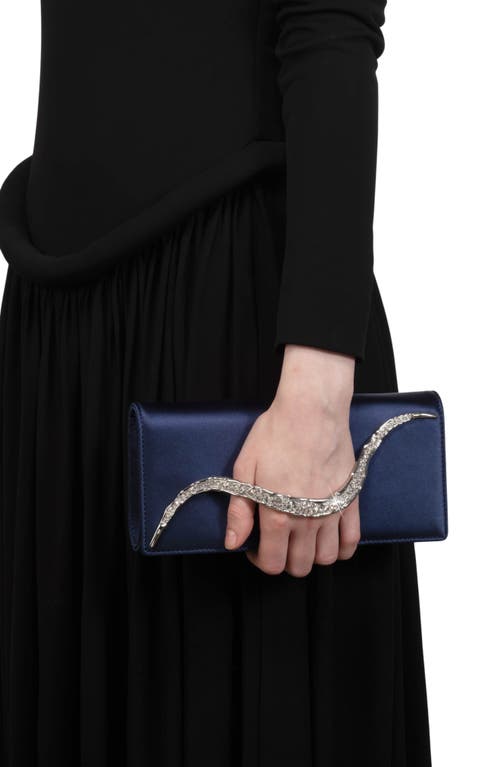 Alexis Bittar Crystal Curve Clutch In Blue
