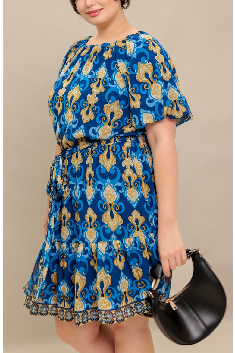 Puff Sleeve Minidress, Alternate, color, NAVY