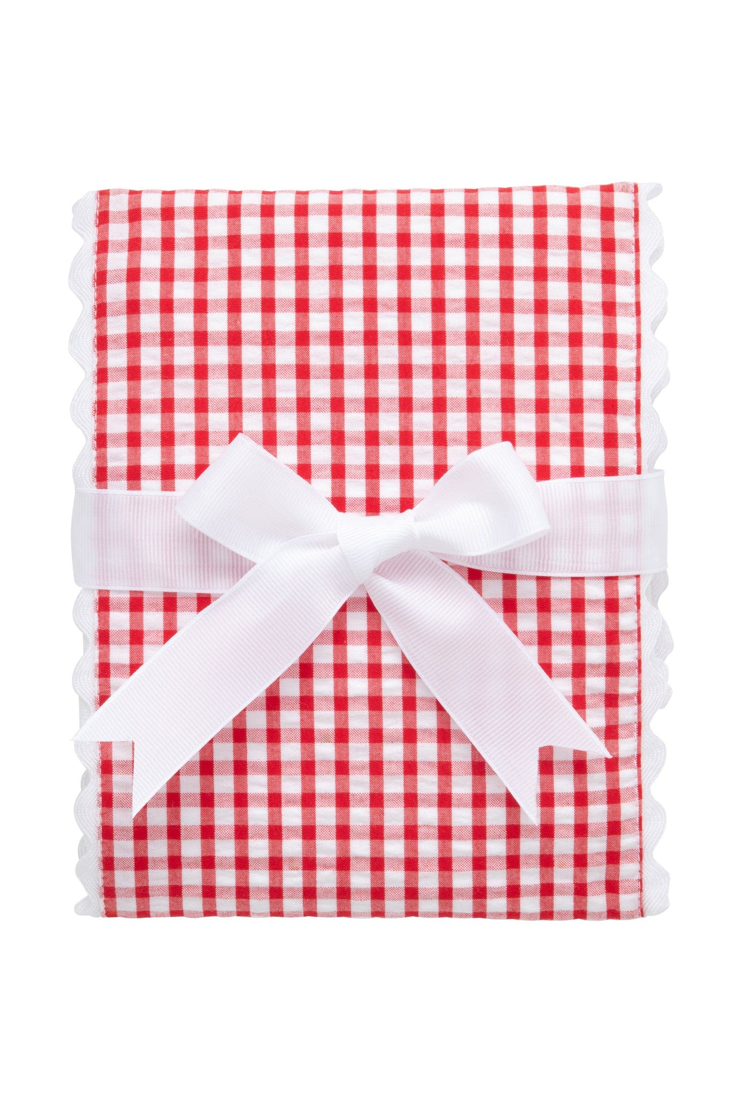 3 Marthas Big Check Fancy Fabric Burp Cloth in Red/white Trim 