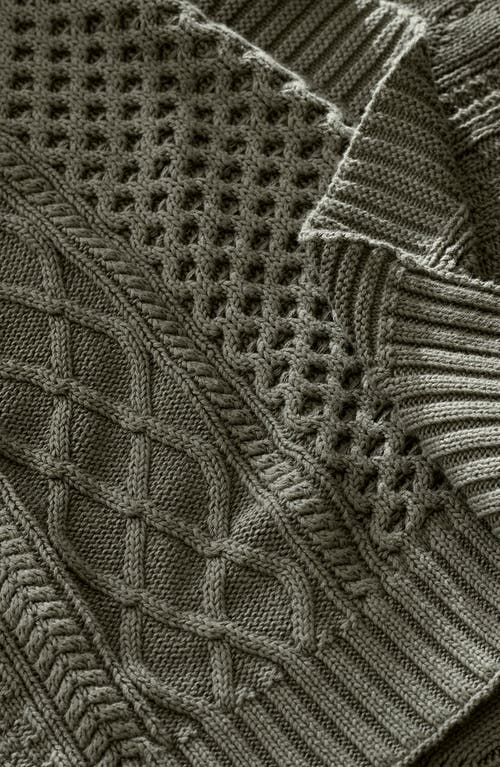 Boll & Branch Aran Cable Organic Cotton Knit Throw Blanket In Green