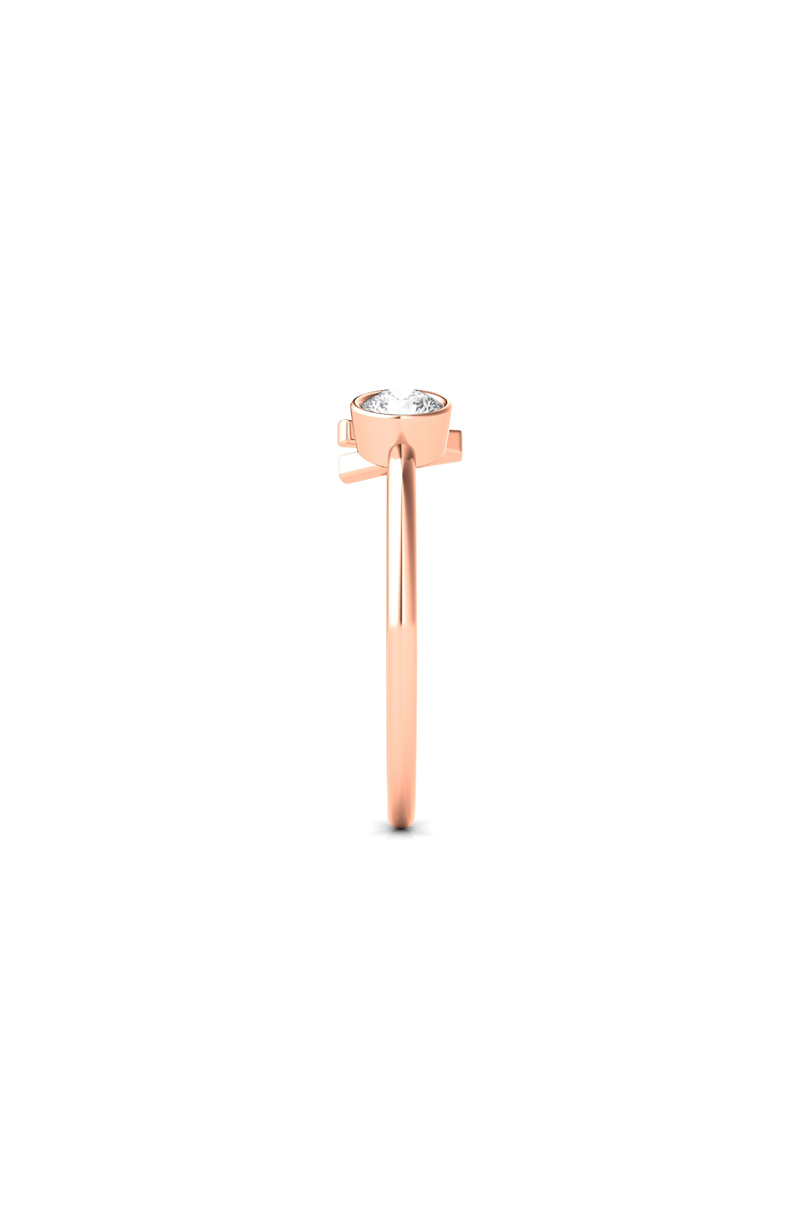 HauteCarat Letter Lab Created Diamond 18K Rose Gold Ring (Women ...