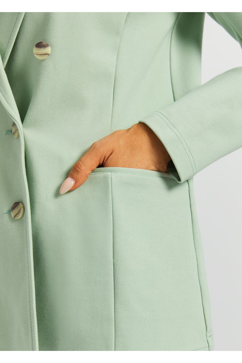 Double Breasted Blazer Stretch Ponte, Alternate, color, Muted Mint