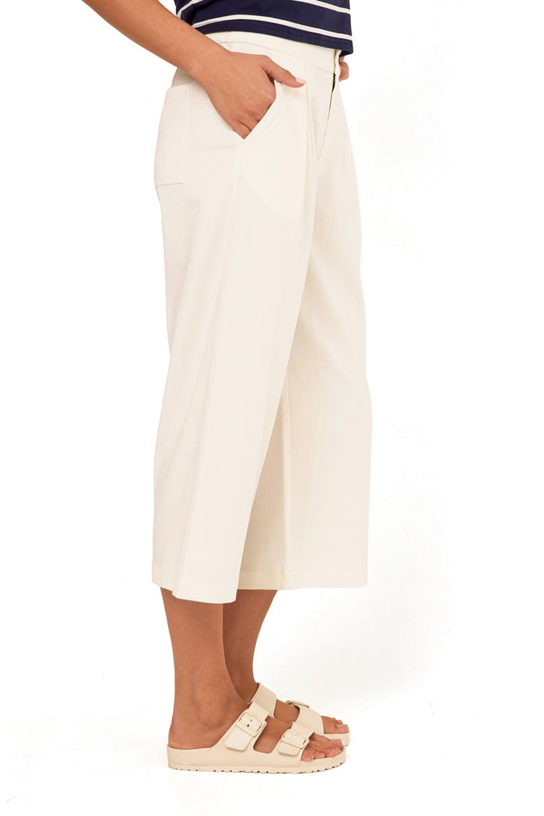 Mikki Pleated Stretch Twill Crop Pants, Alternate, color, WHITE