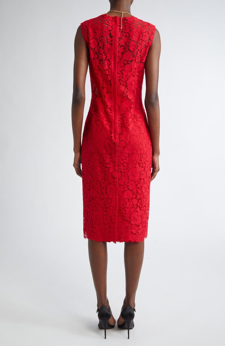 Dolce&Gabbana Floral Lace Sheath Dress, Alternate, color, R0026 Bordeaux Chiaro