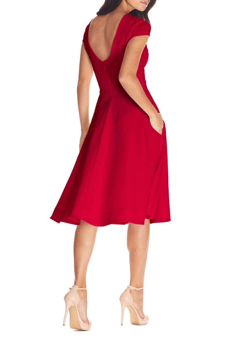Livia Fit & Flare Dress, Alternate, color, GARNET