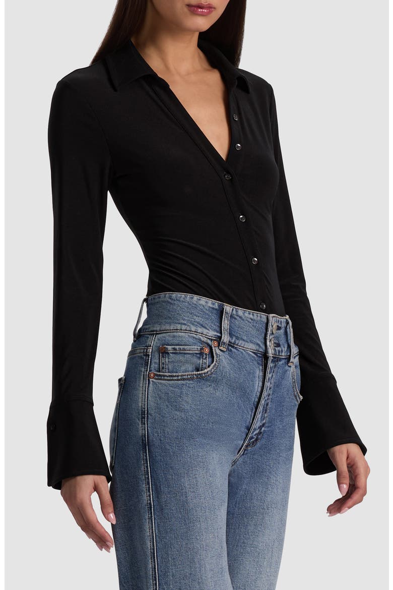 Freya Long Sleeve Nipped Waist Bodysuit, Alternate, color, BLACK