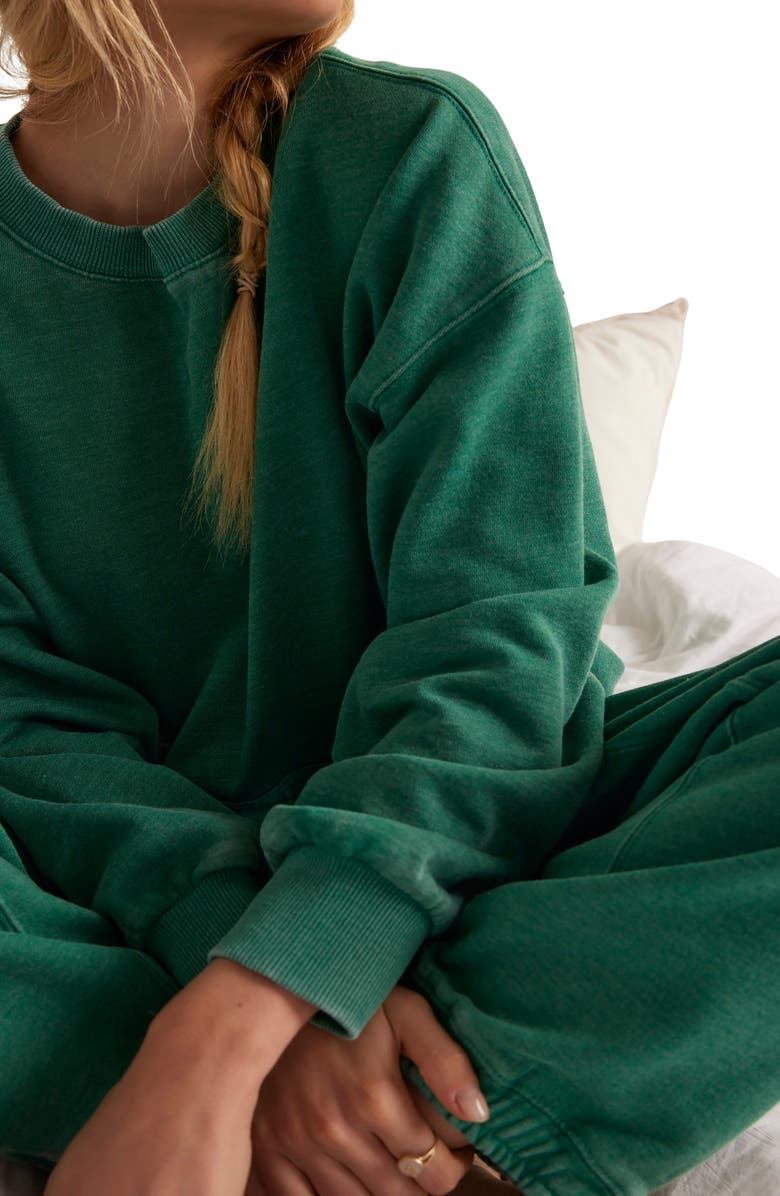 Free People Intimately FP Slow It Down Oversize Cotton Blend Sweatshirt, Alternate, color, Rainforest Moss