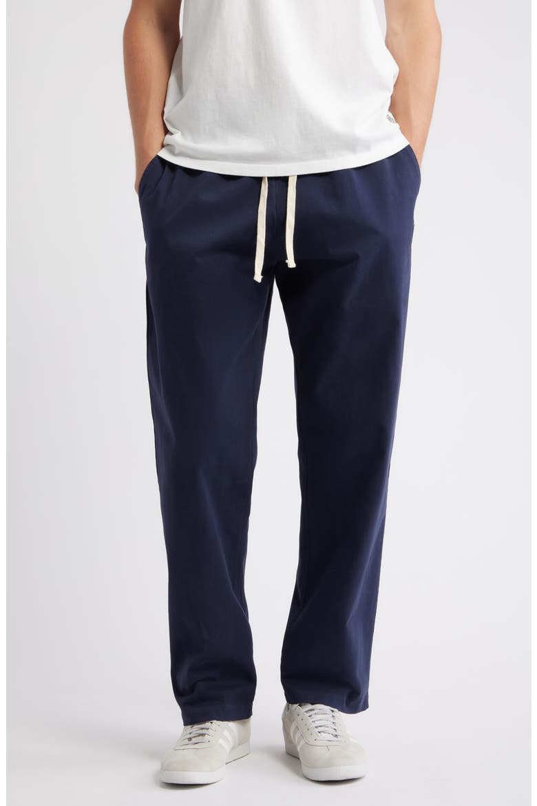 Standard Cotton Stretch Poplin Drawstring Slacker Pants, Main, color, NAVY