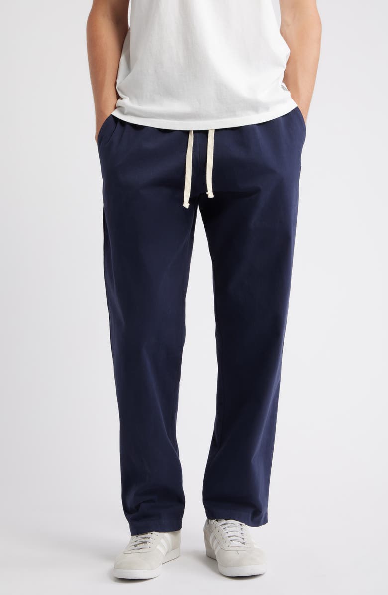 STANDARD ISSUE Standard Cotton Stretch Poplin Drawstring Slacker Pants, Main, color, Navy