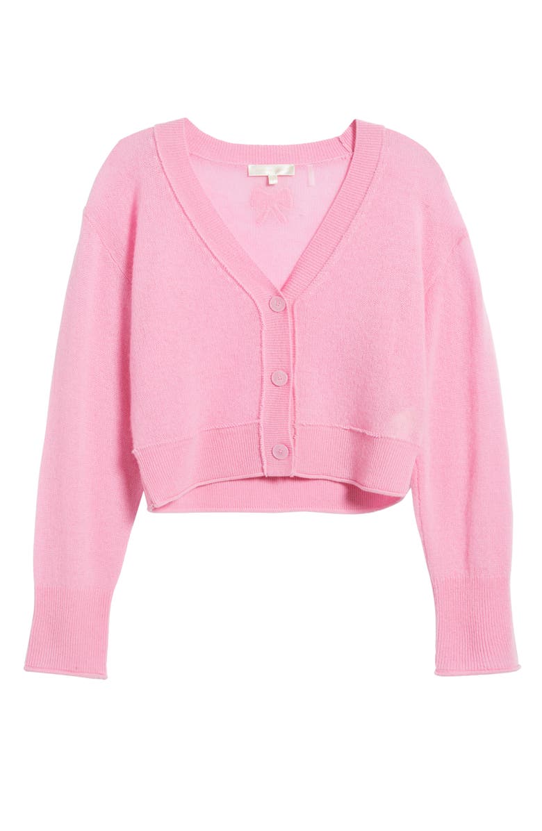 LoveShackFancy Lawrence Cashmere Crop Cardigan, Alternate, color, Sunset Pink