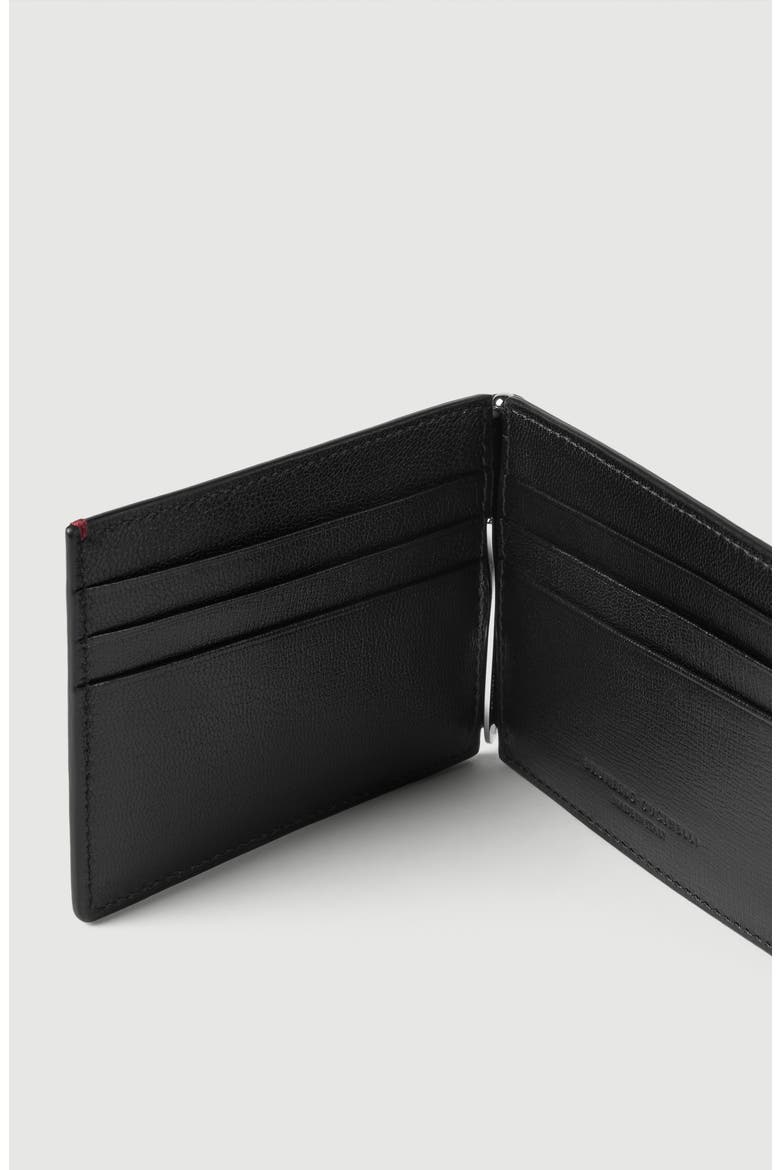 Grained leather money clip wallet, Alternate, color, Black