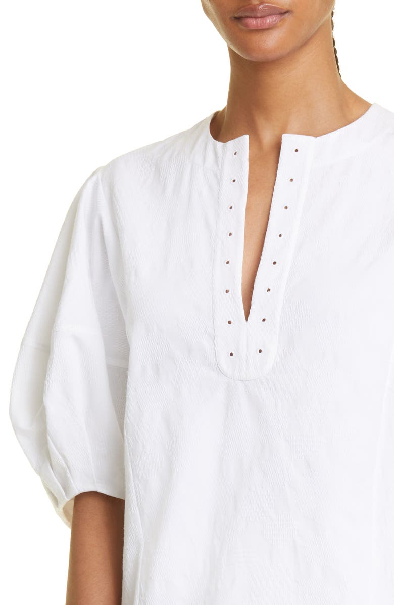 Chloé Renaissance Puff Sleeve Cotton Top, Alternate, color, 