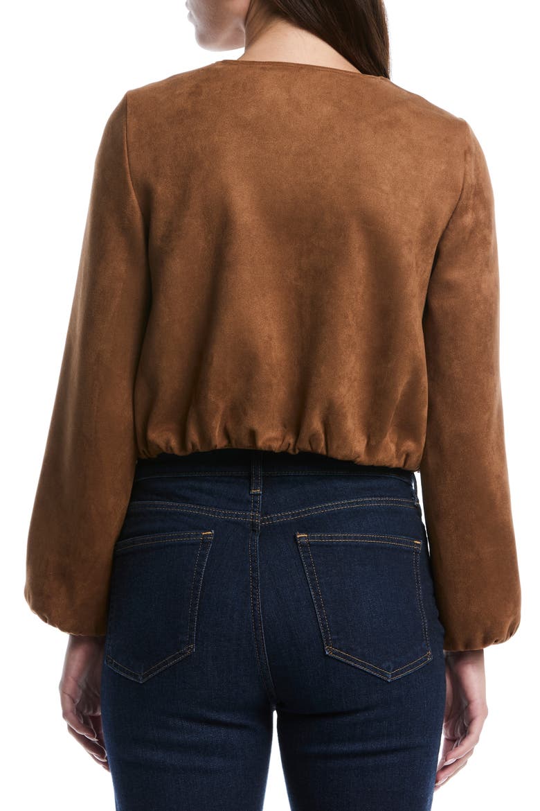 Faux Suede Bubble Jacket, Alternate, color, RUBBER