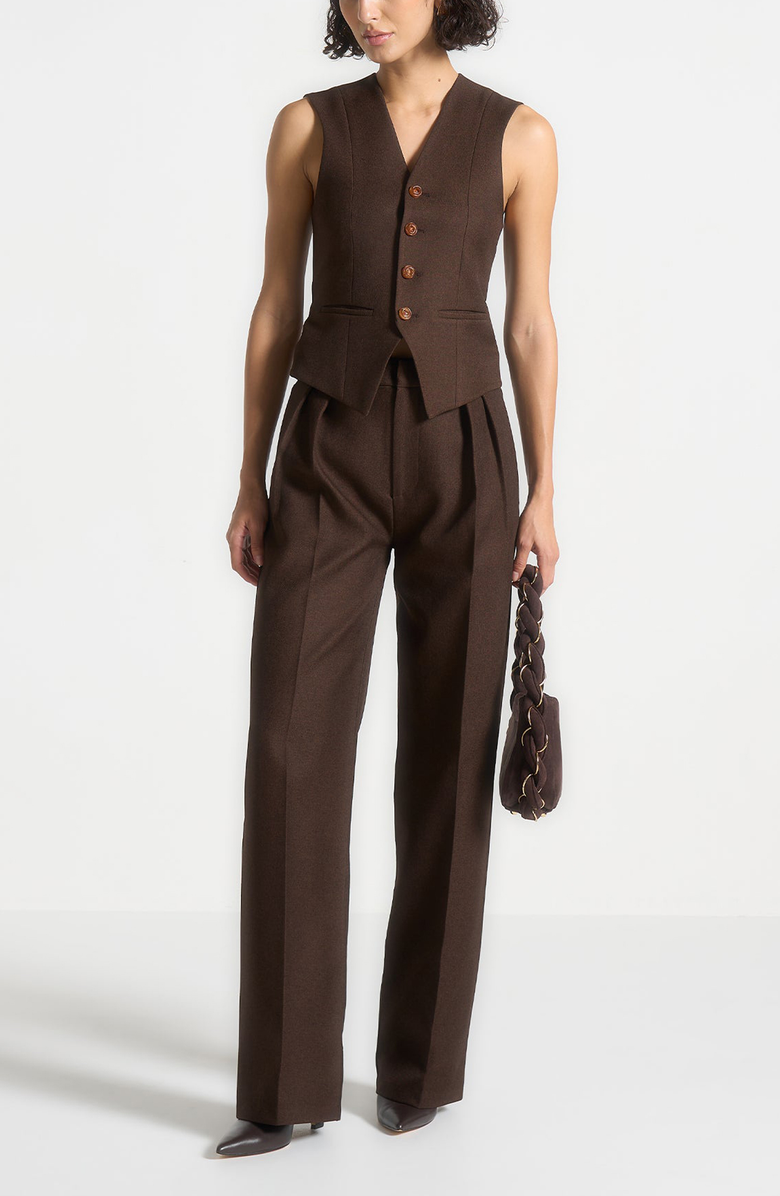 Manière De Voir Julie Tailored Twin Pleat Trousers, Alternate, color, Brown