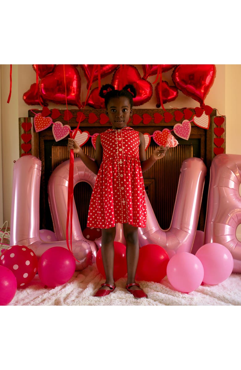 Rachel Riley Heart Sleeveless Button Front Dress, Alternate, color, Red