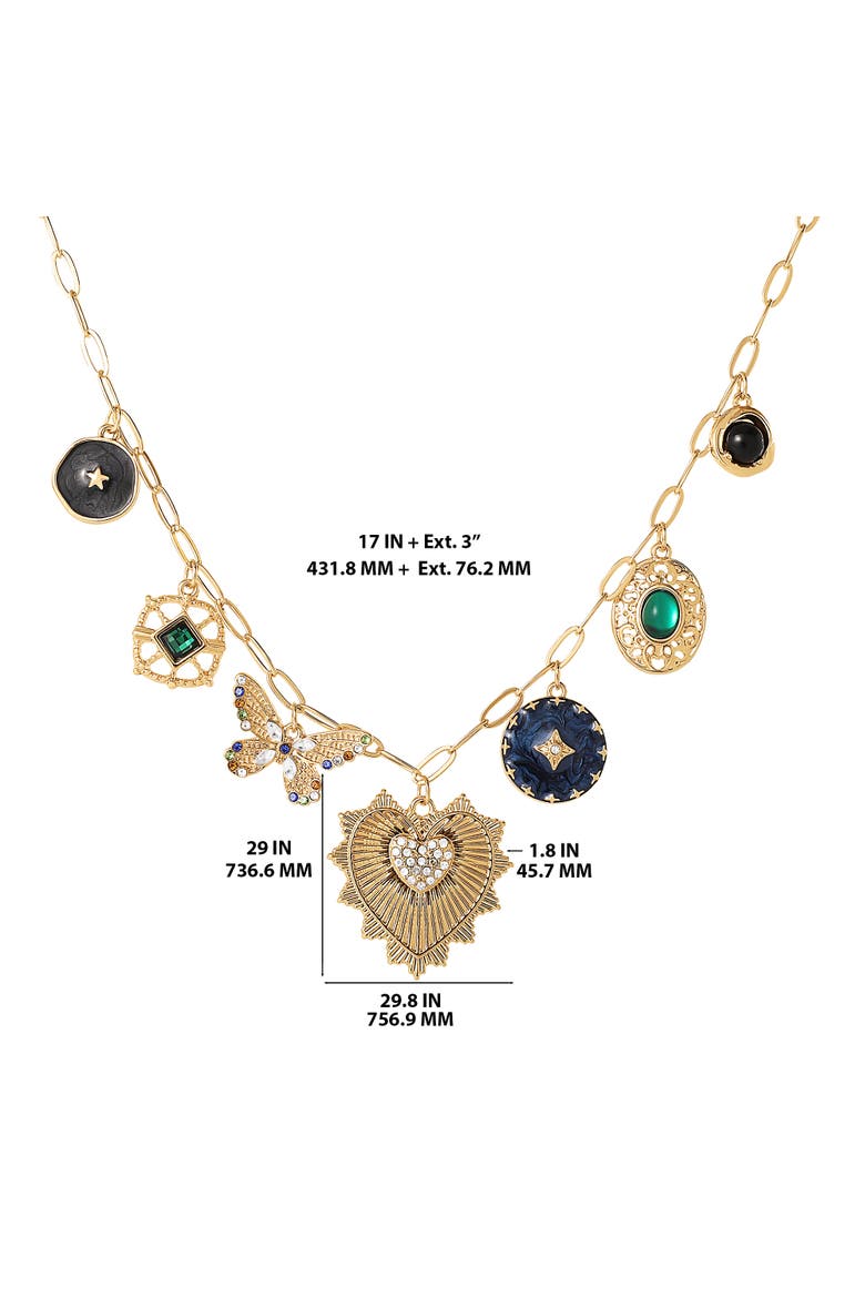 Fashion Charm Necklace, Alternate, color, Gold