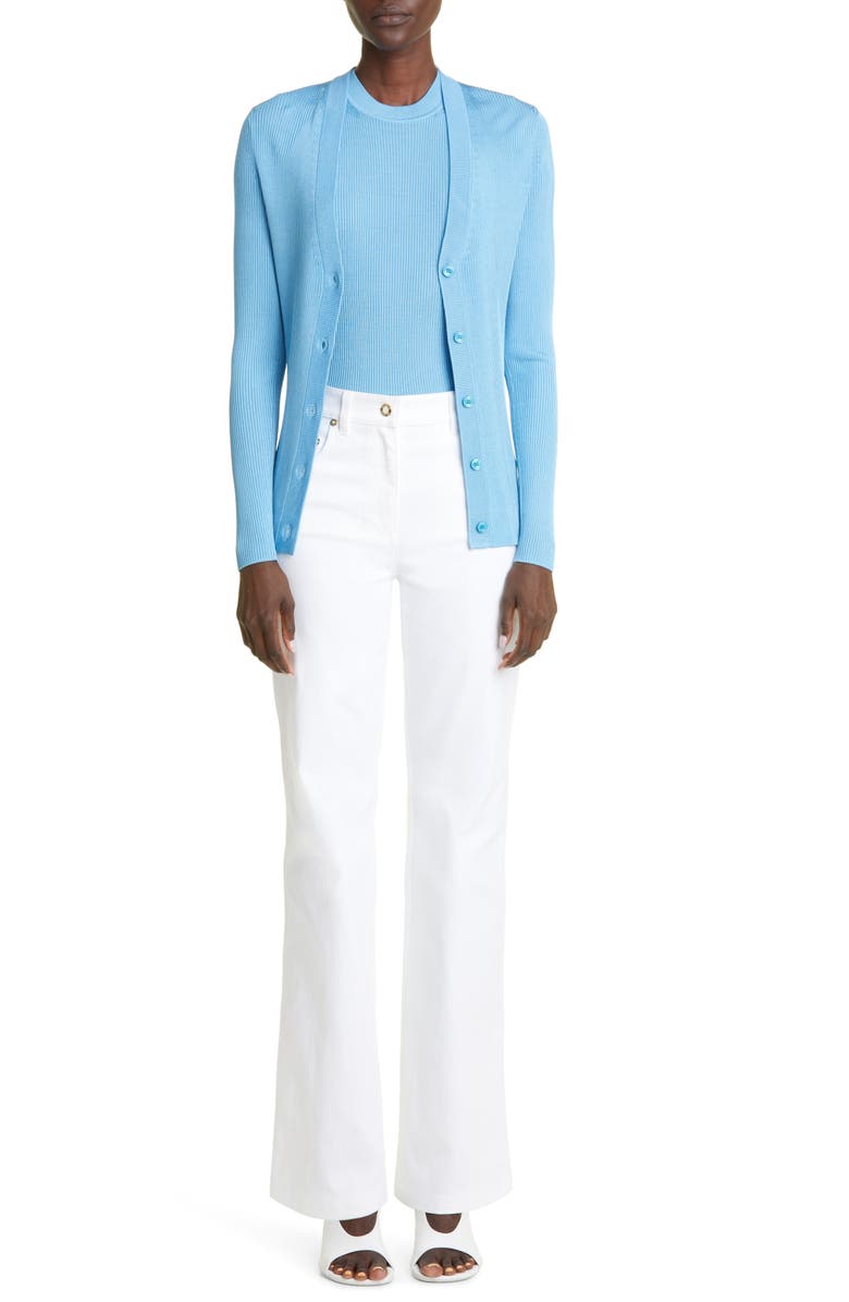 St. John Collection Mixed Rib V-Neck Cardigan, Alternate, color,