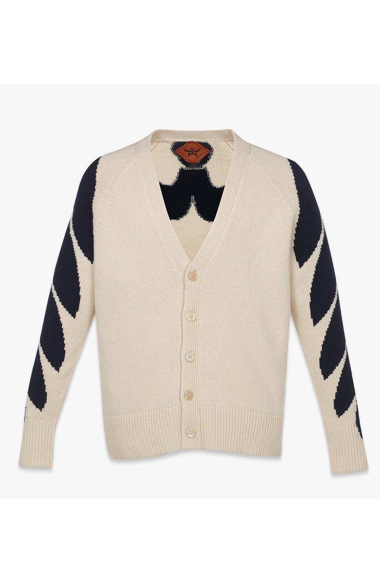 MCM Intarsia Laurel Cardigan, Main, color, White