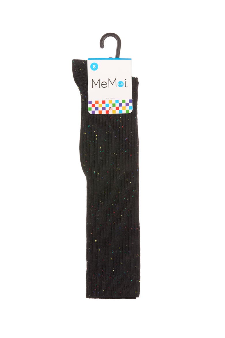 Thin Ribbed Speckled Knee High, Alternate, color, Black