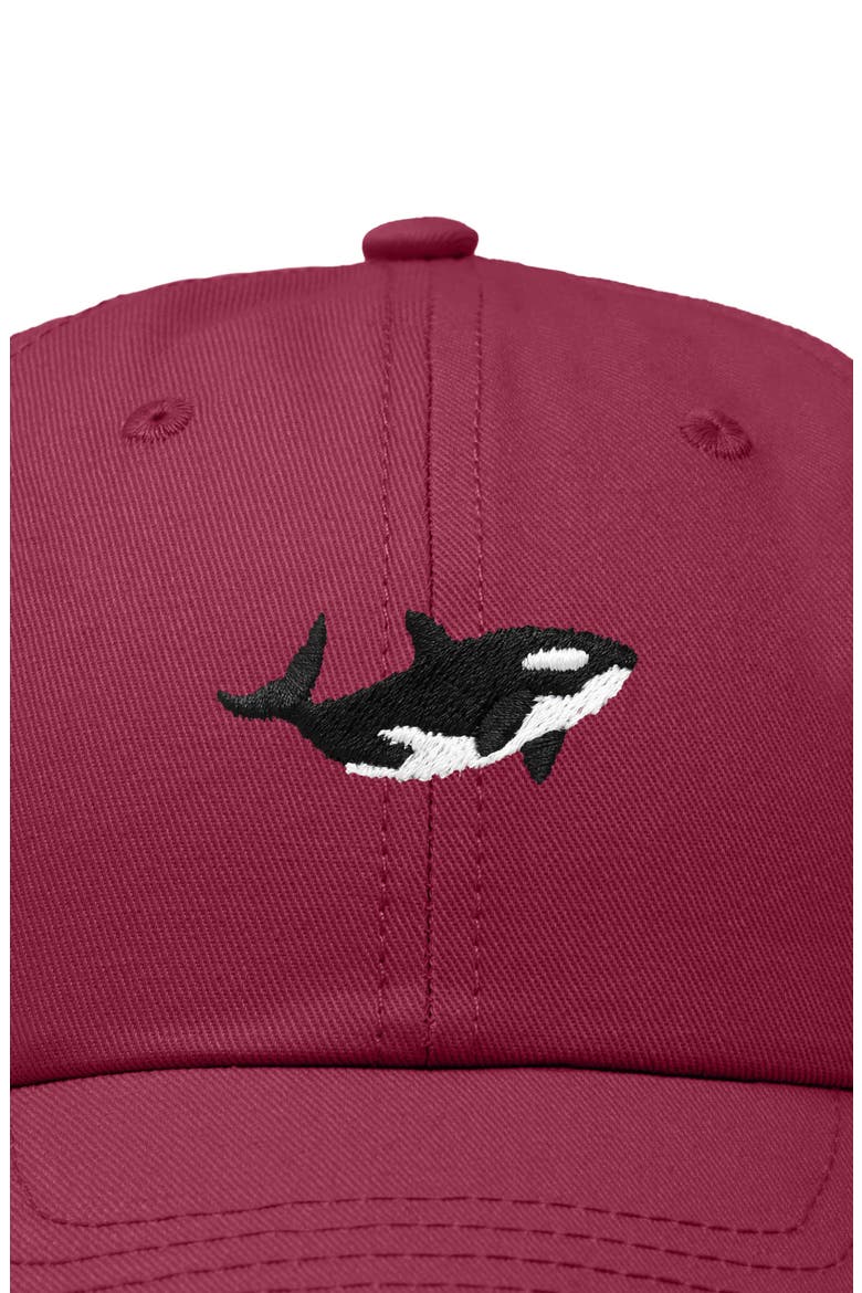 Killer Whale Embroidered Dad Hat, Alternate, color, Maroon