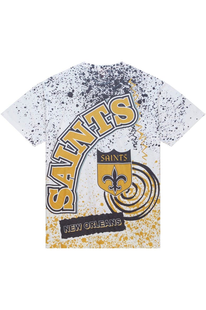 Men's Mitchell & Ness White New Orleans Saints Team Burst Sublimated T-Shirt, Alternate, color, White