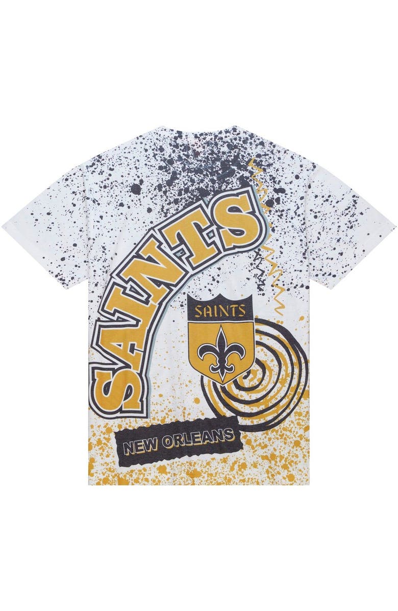 Mitchell & Ness Men's Mitchell & Ness White New Orleans Saints Team Burst Sublimated T-Shirt, Alternate, color, White