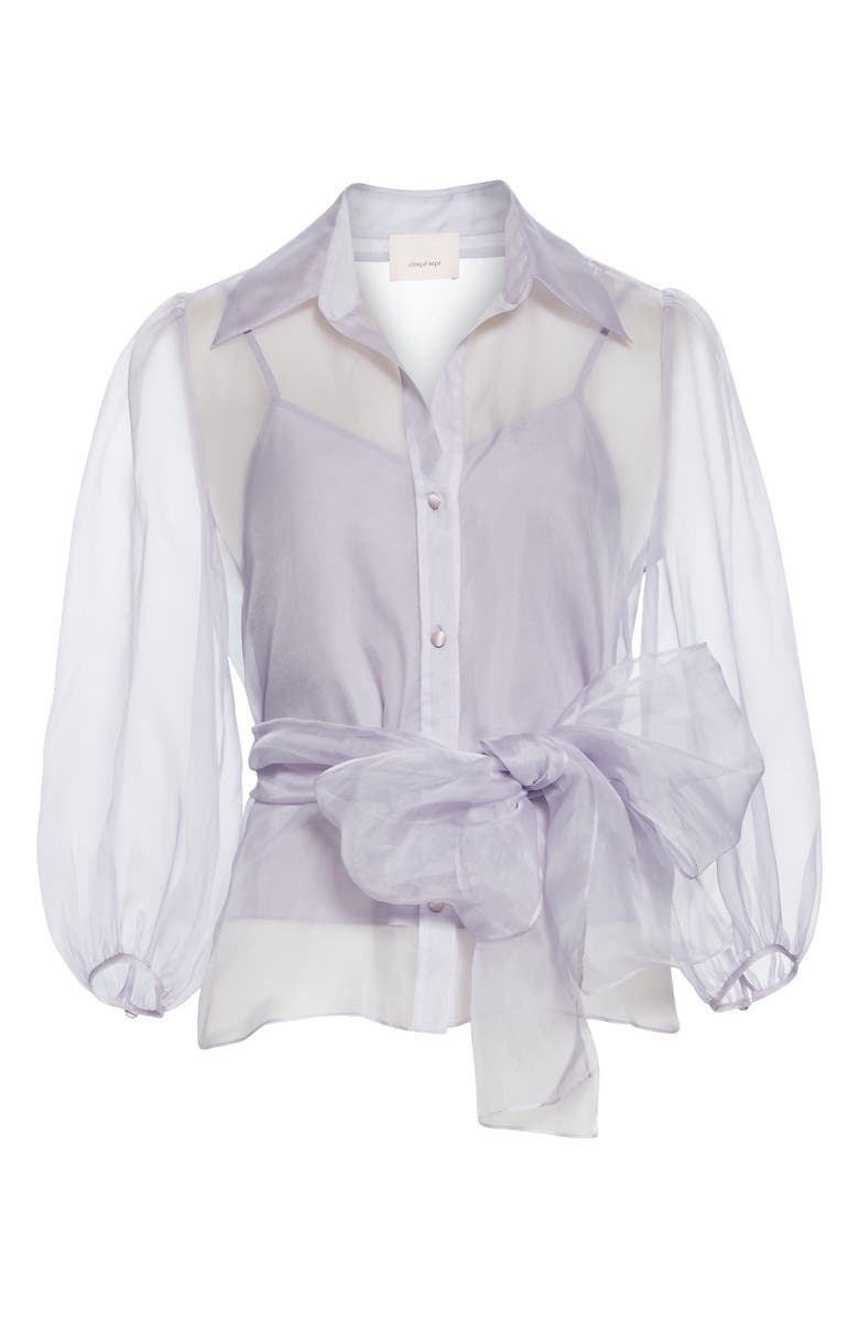 Cinq à Sept Marion Tie Waist Organza Silk Blouse, Alternate, color,