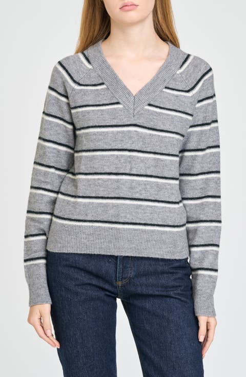 Quincy Striped V-Neck Sweater