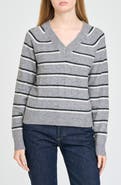 WAYF Quincy Striped V-Neck Sweater