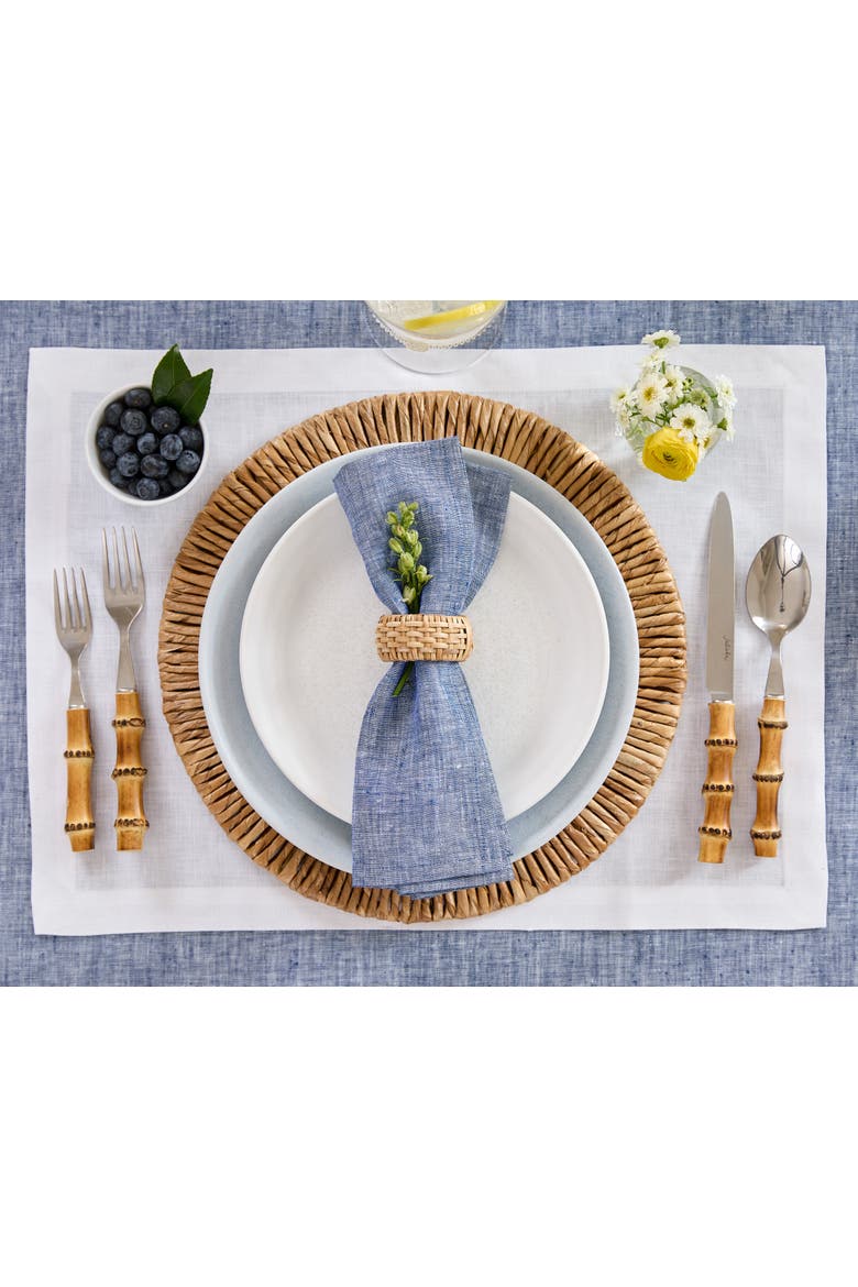 Linen Placemats Set of 4, 14 x 19 Inch - Fete, Alternate, color, White