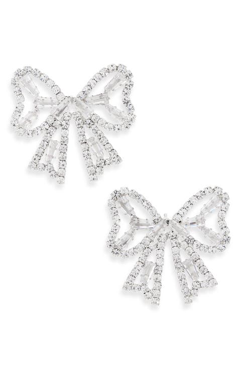 Crystal Bow Stud Earrings