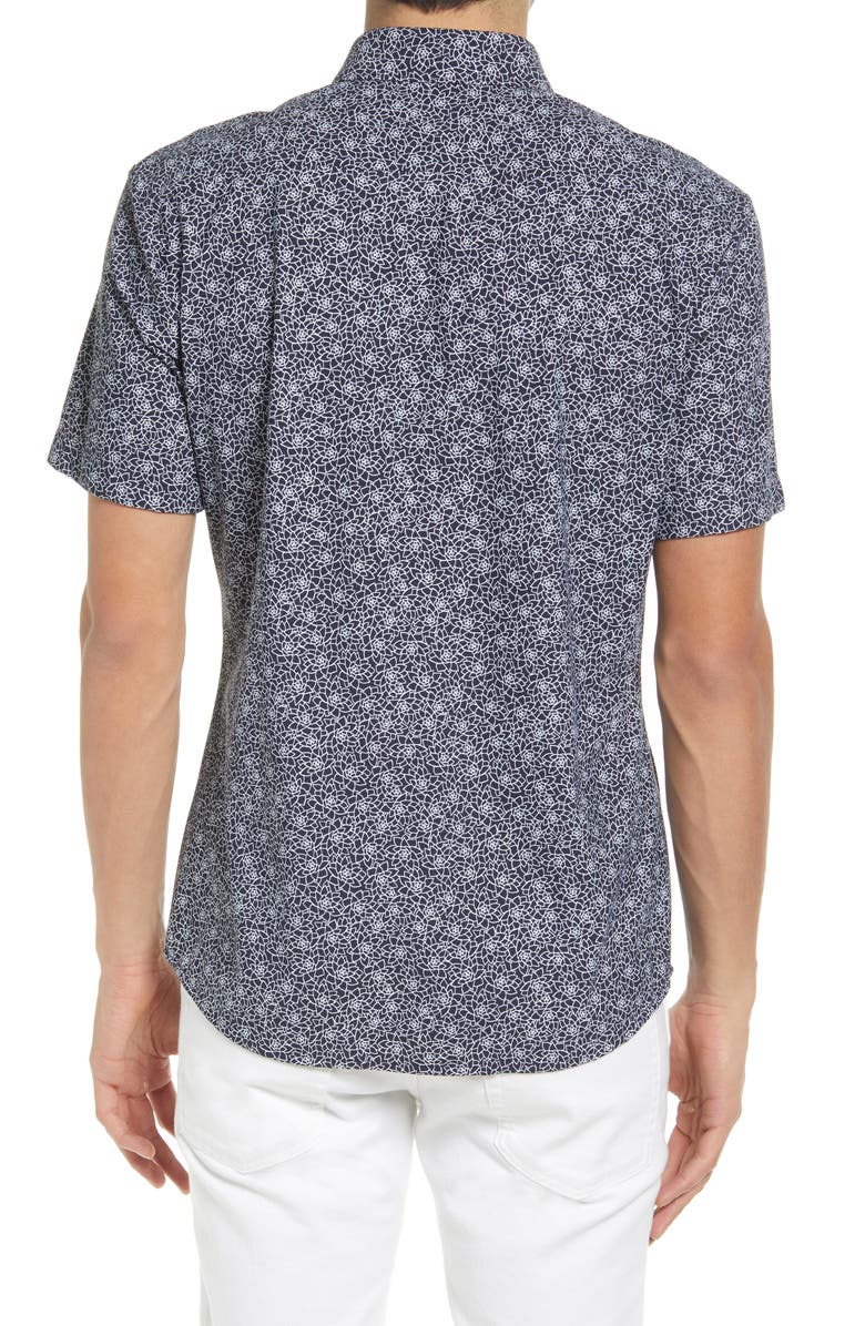 BOSS Ronn Floral Stretch Short Sleeve Button-Up Shirt, Alternate, color,