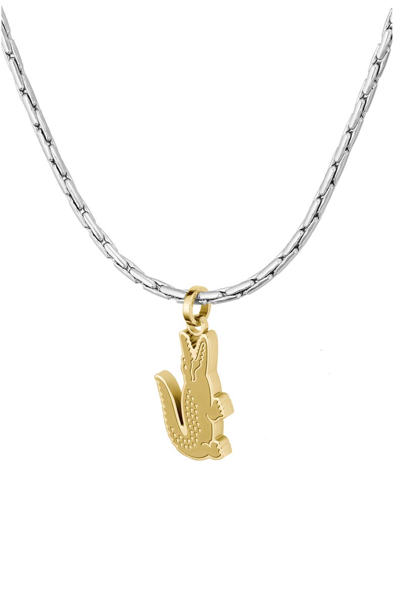 Lacoste Arthor Crocodile Pendant Necklace, Alternate, color, Silver Stainles Steel