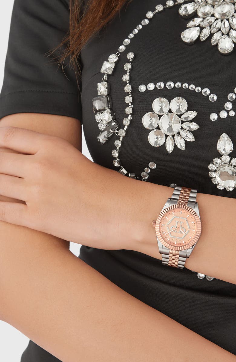 PHILIPP PLEIN Date Superlative Two-Tone Bracelet Watch, 38mm, Alternate, color, 