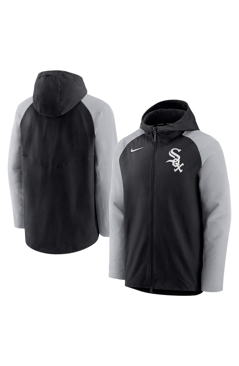 Nike Men's Nike Black/Gray Chicago White Sox Authentic Collection Performance Raglan Full-Zip Hoodie, Main, color,