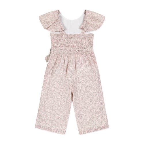 Hope & Henry Girls' Organic Flutter Sleeve Pintuck Jumpsuit, Kids In Vintage Petal Ditsy
