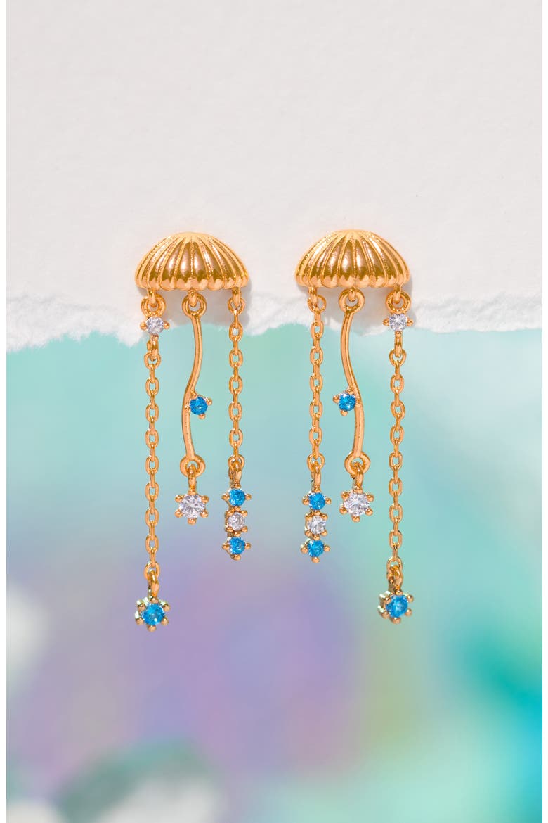 Jellyfish Drop Earrings, Alternate, color, GOLD