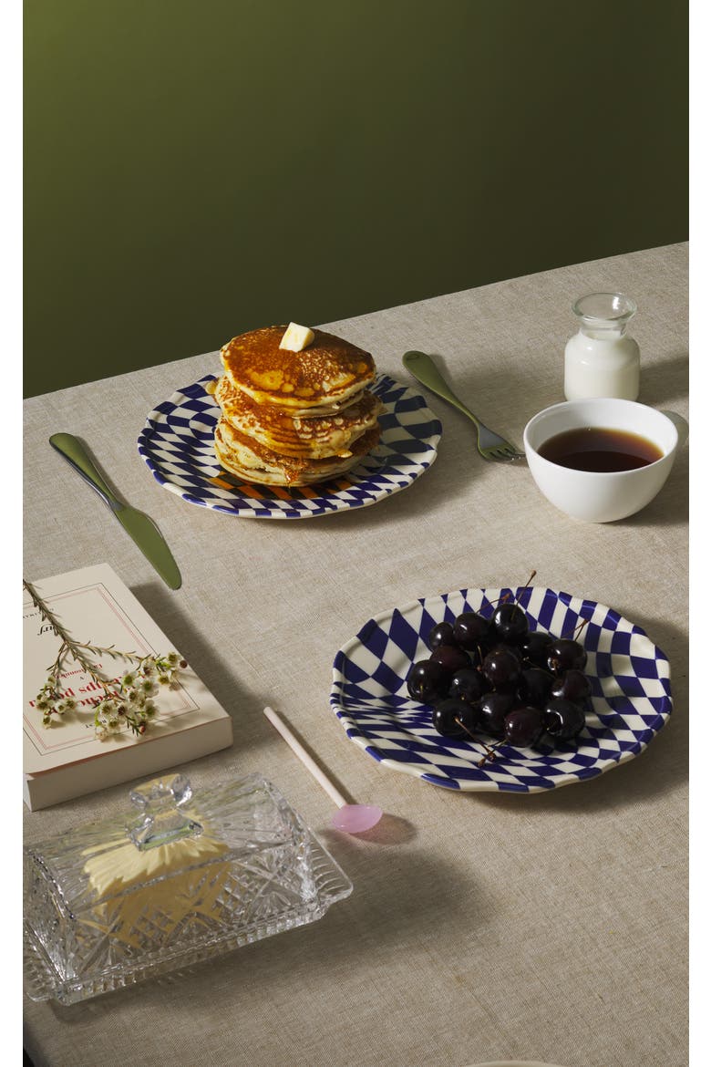 Mafalda 9'' Dessert Plate Set of 4, Alternate, color, Blue/Checkered