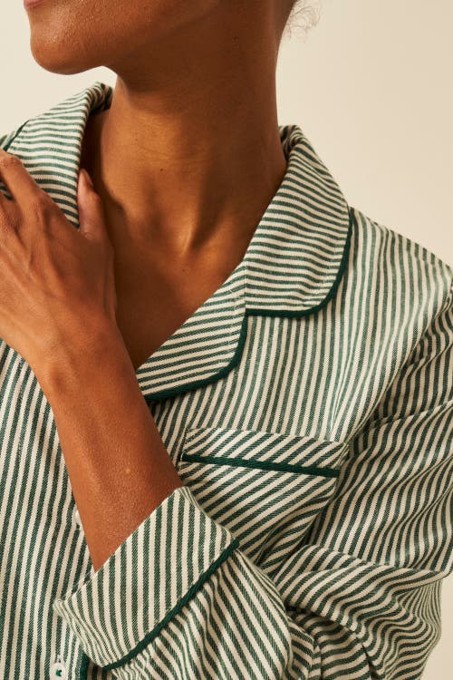 Stripe & Stare Ecovero Pyjama Top In Green