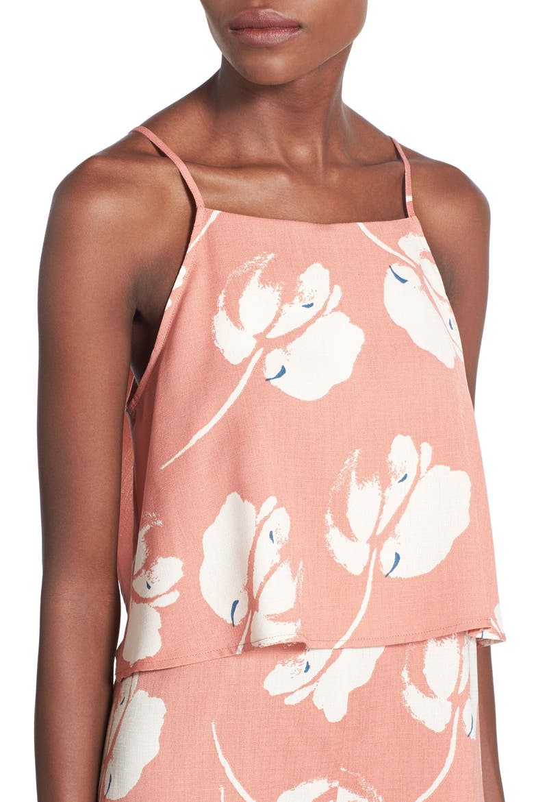 Print Popover Romper, Alternate, color, MAUVE/ CREAM