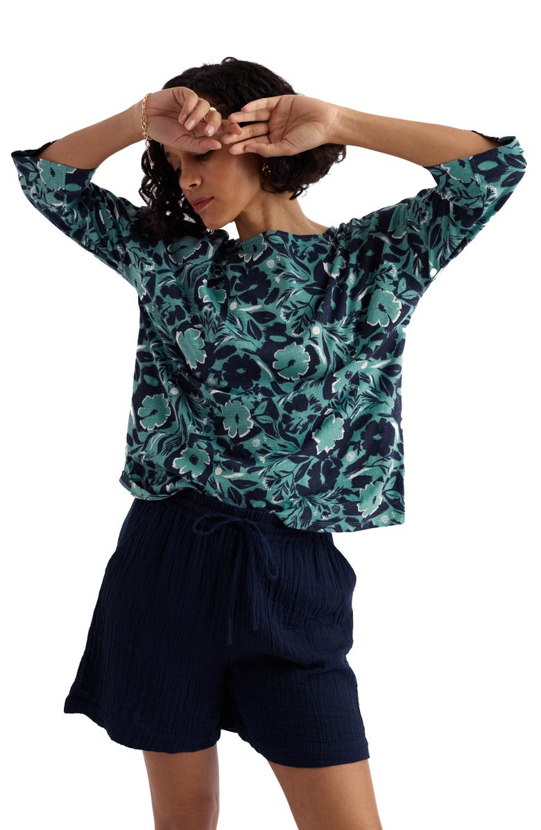 Seasalt Cornwall Tremayne Quay Floral Organic Cotton Top, Alternate, color, Summer Shadows Sardine