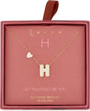 Leith Cubic Zirconia Heart & Bubble Initial Pendant Necklace