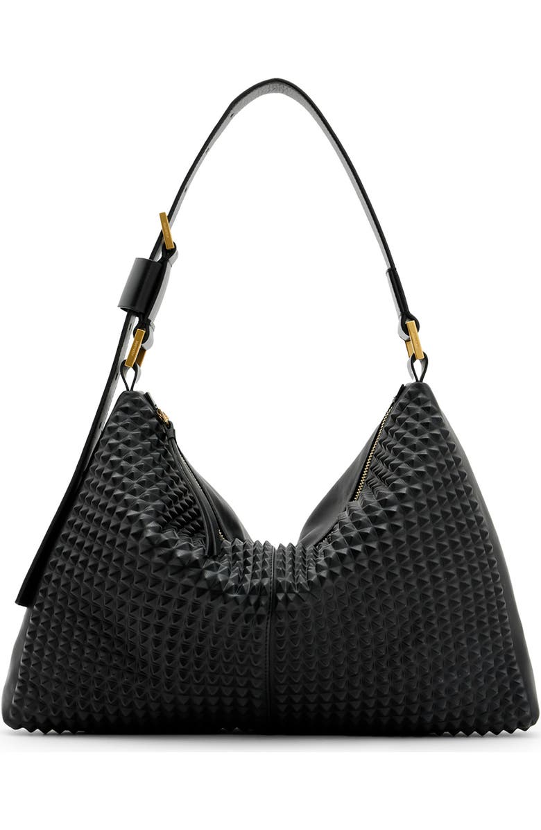 AllSaints Edbury Stud Leather Shoulder Bag, Main, color,