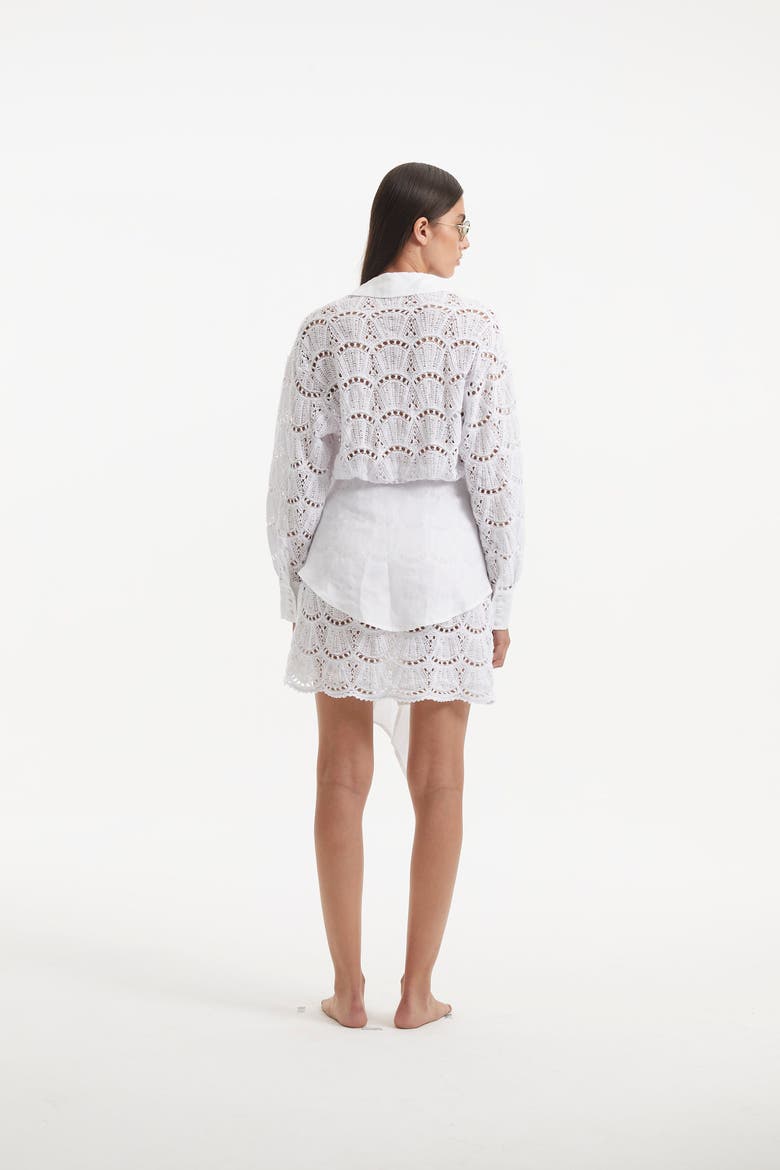 Nayeli Tie-Front Cotton Shirt Dress, Alternate, color, White