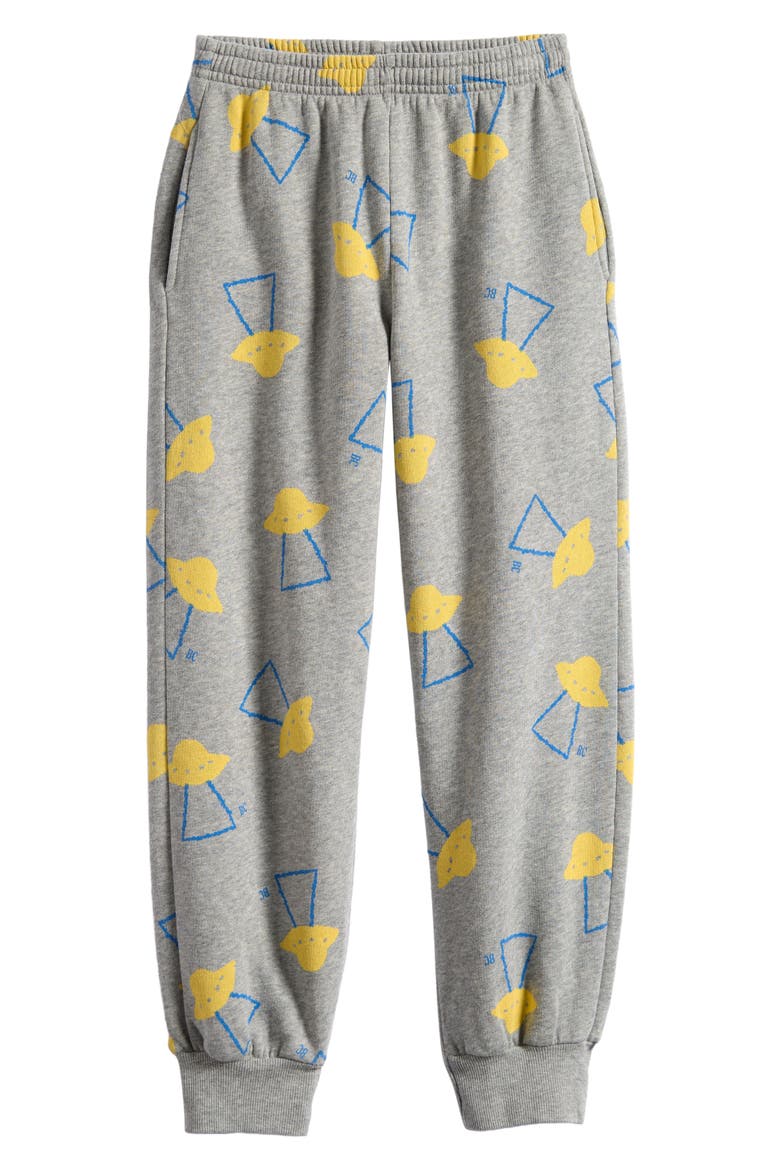 Kids' Pixel Abduction Organic Cotton Joggers, Main, color, LIGHT HEATHER GREY