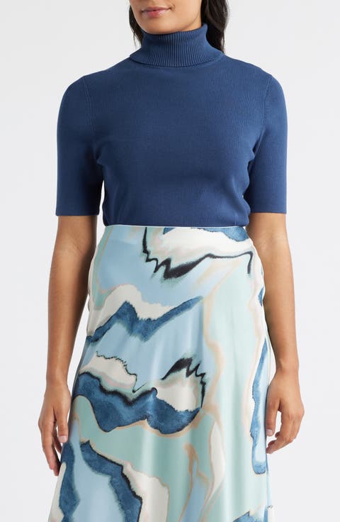 Short Sleeve Turtleneck Sweater