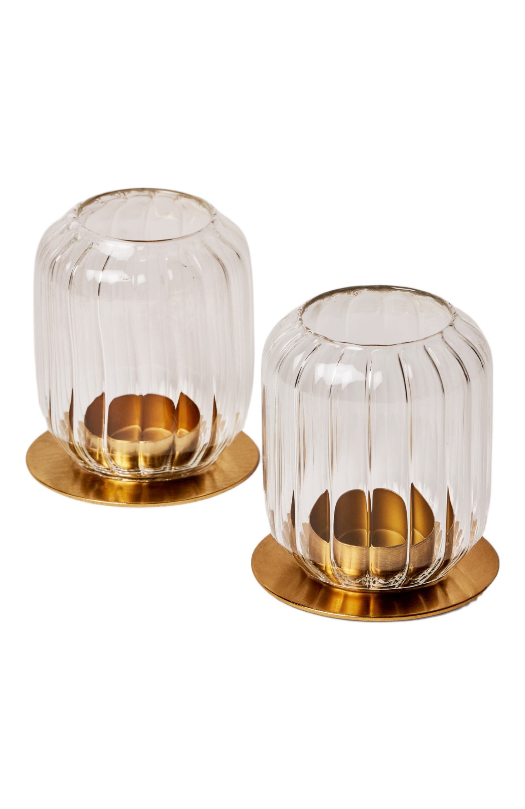 Fleck Kira Glass Lantern Set of 2 - Clear, One Size