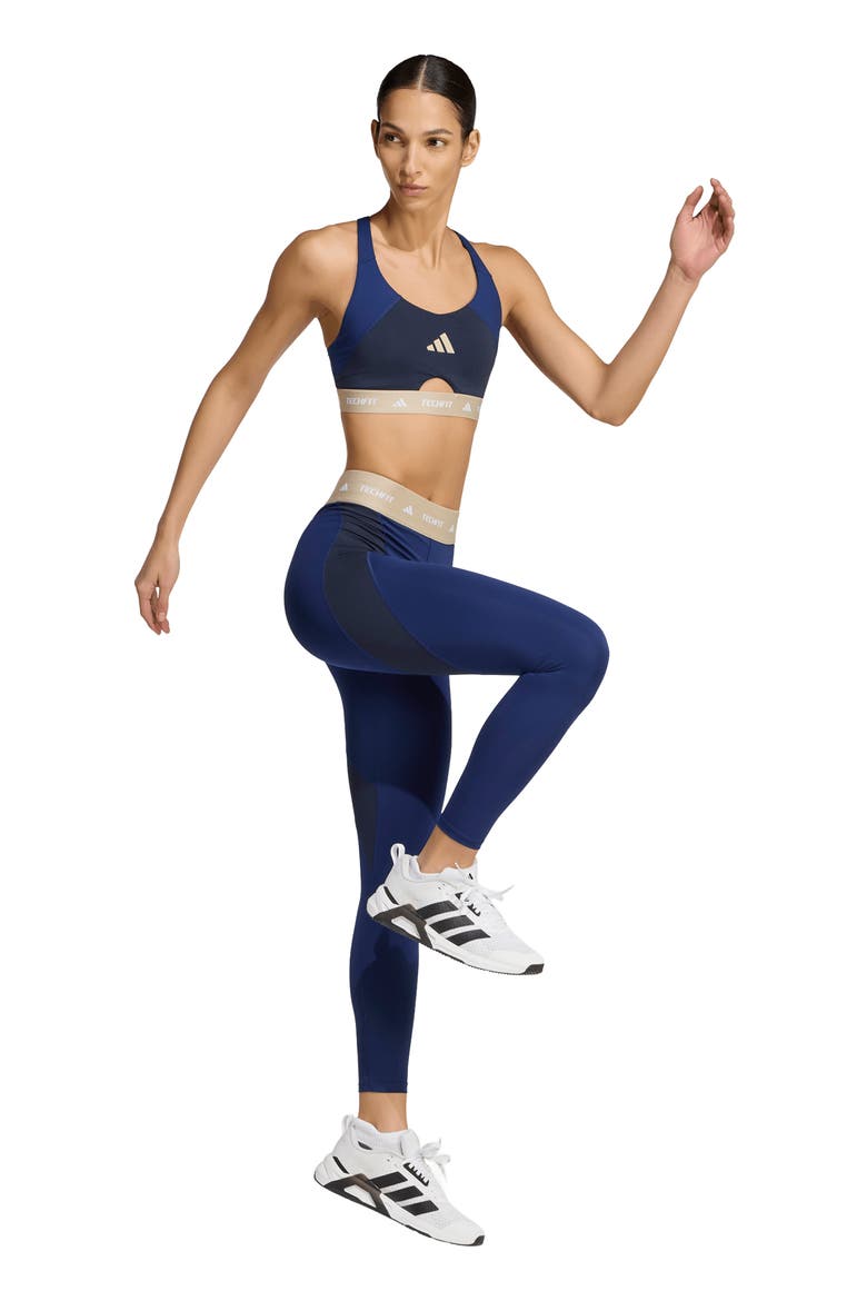Techfit Colorblock Mesh Racerback Sports Bra, Alternate, color, DARK BLUE/ LEGEND INK